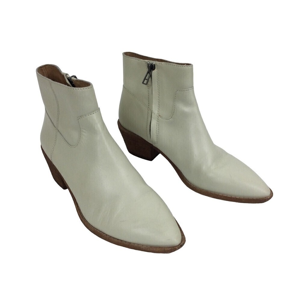 Madewell Charley Leather Ankle Booties Boot western white K5308 sz 5.5